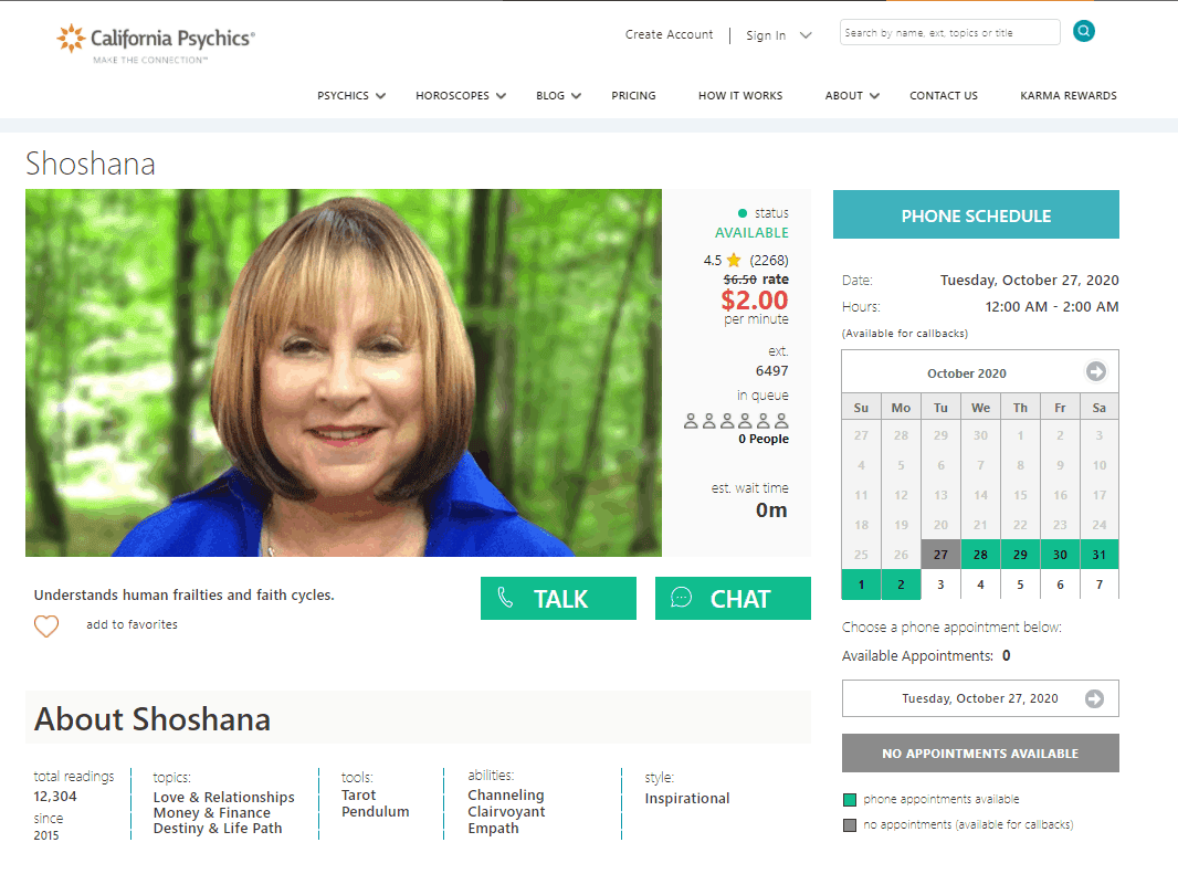 California Psychics Website Usability