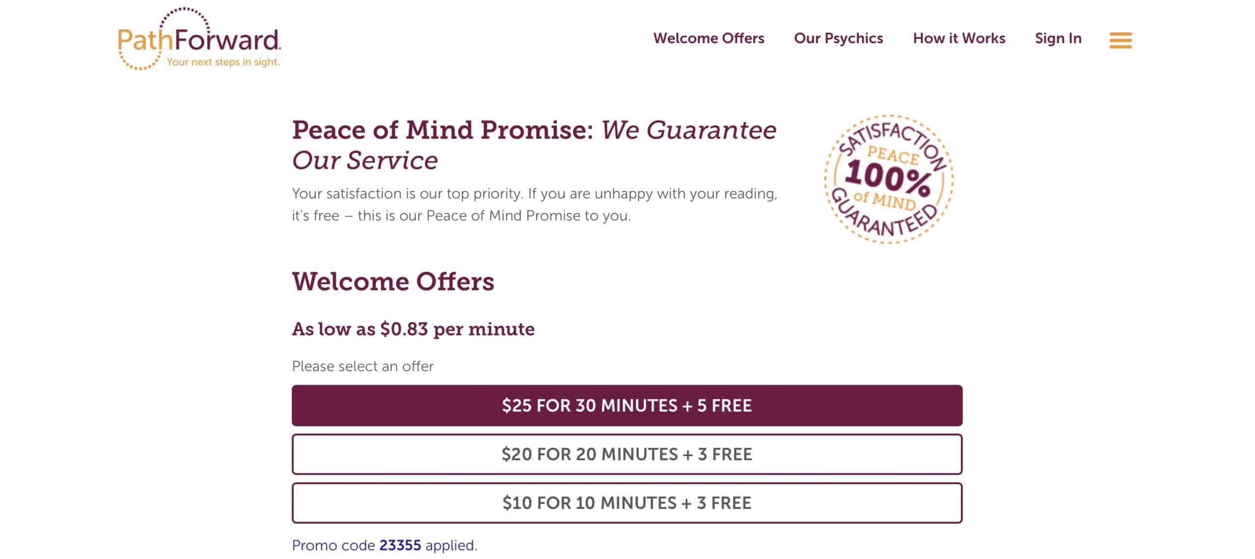 PathForward vs. Keen Psychics: Pricing