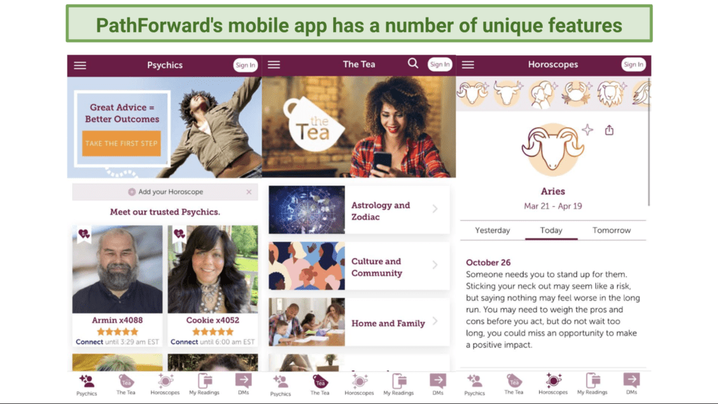 screenshot showcasing the app's various features