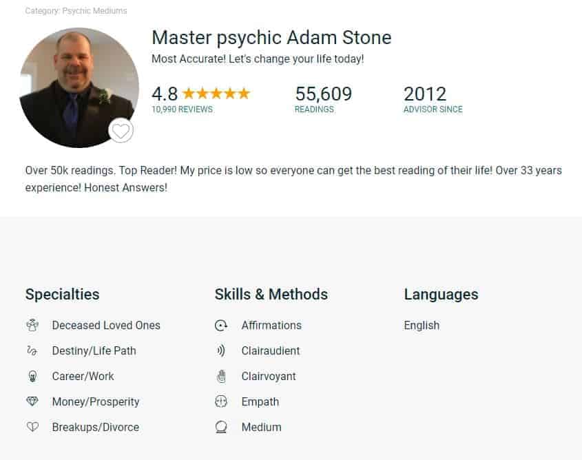 adam stone keen psychic reader