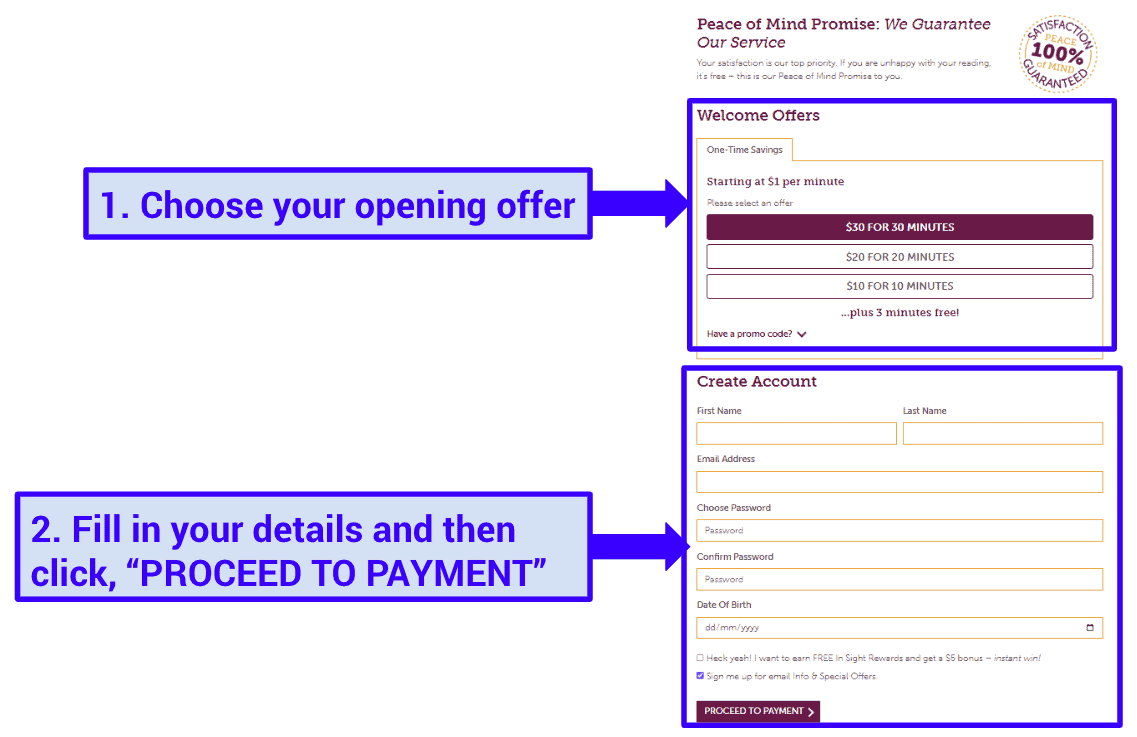 screenshot of Path Forward's login page and instructions on how to sign up
