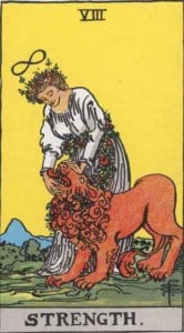 Strength tarot card Rider-Waite-Smith