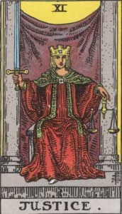 Justice tarot card Rider-Waite-Smith