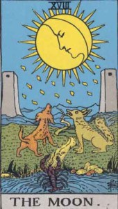 The Moon tarot card Rider-Waite-Smith