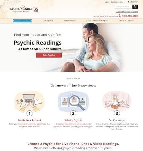 Ease of Use — California Psychics Wins With Its Straightforward Navigation