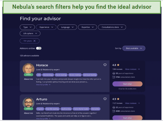 Select an Advisor