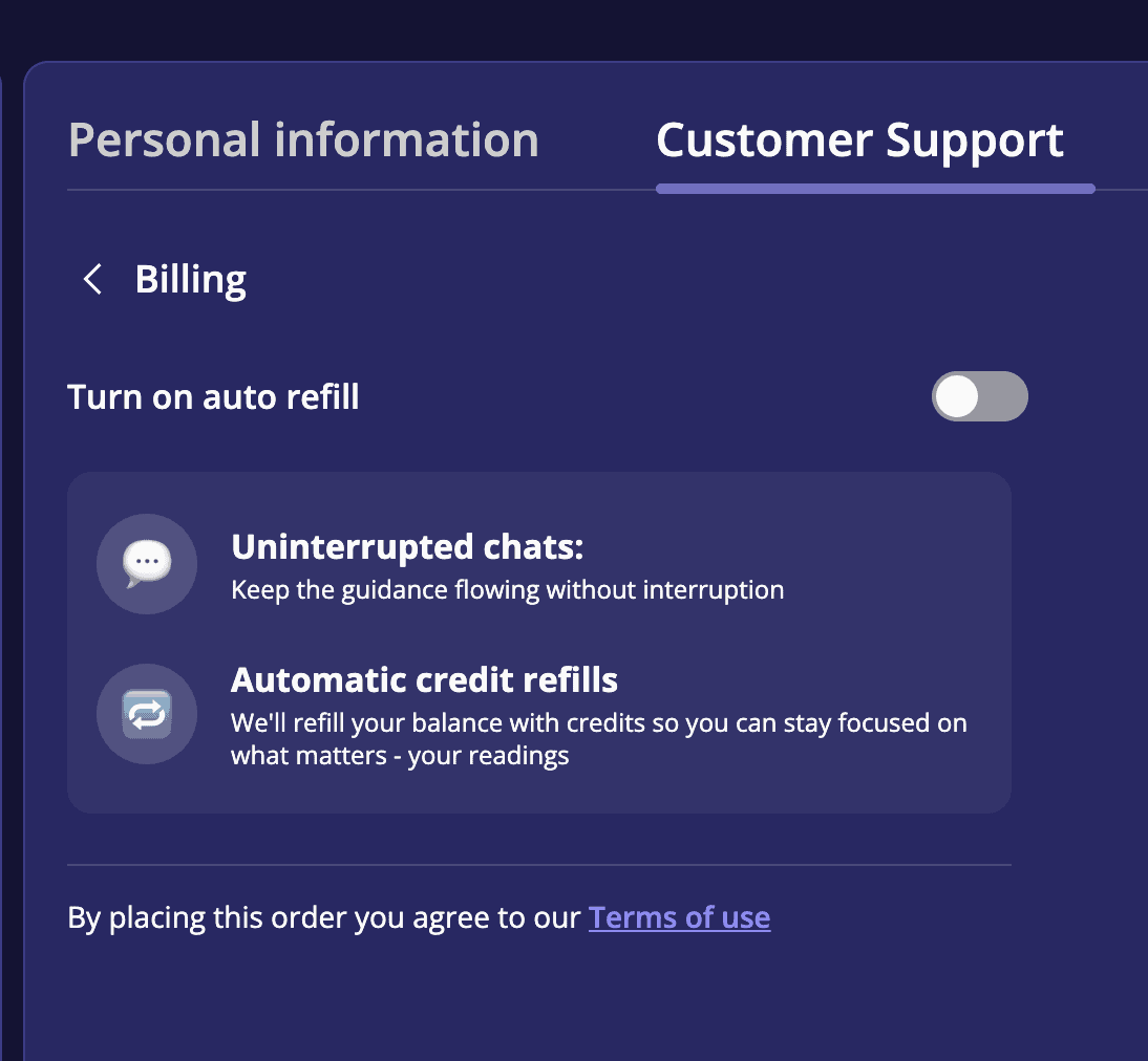 screenshot of Nebula's autorefill feature